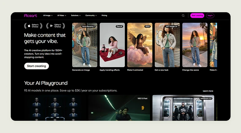 Home page of Picsart Home page of Picsart
