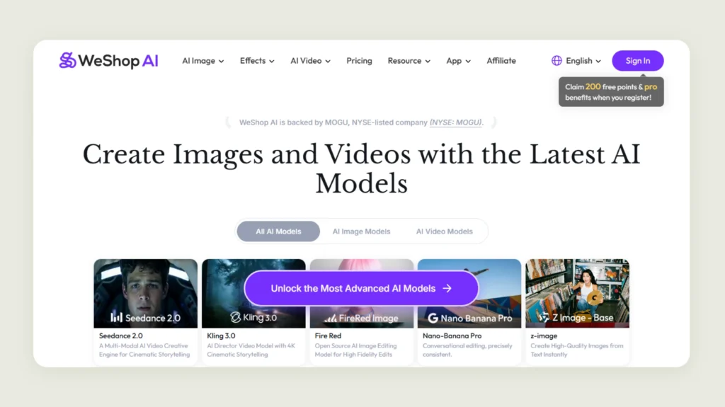Home page of WeShop AI Home page of WeShop AI
