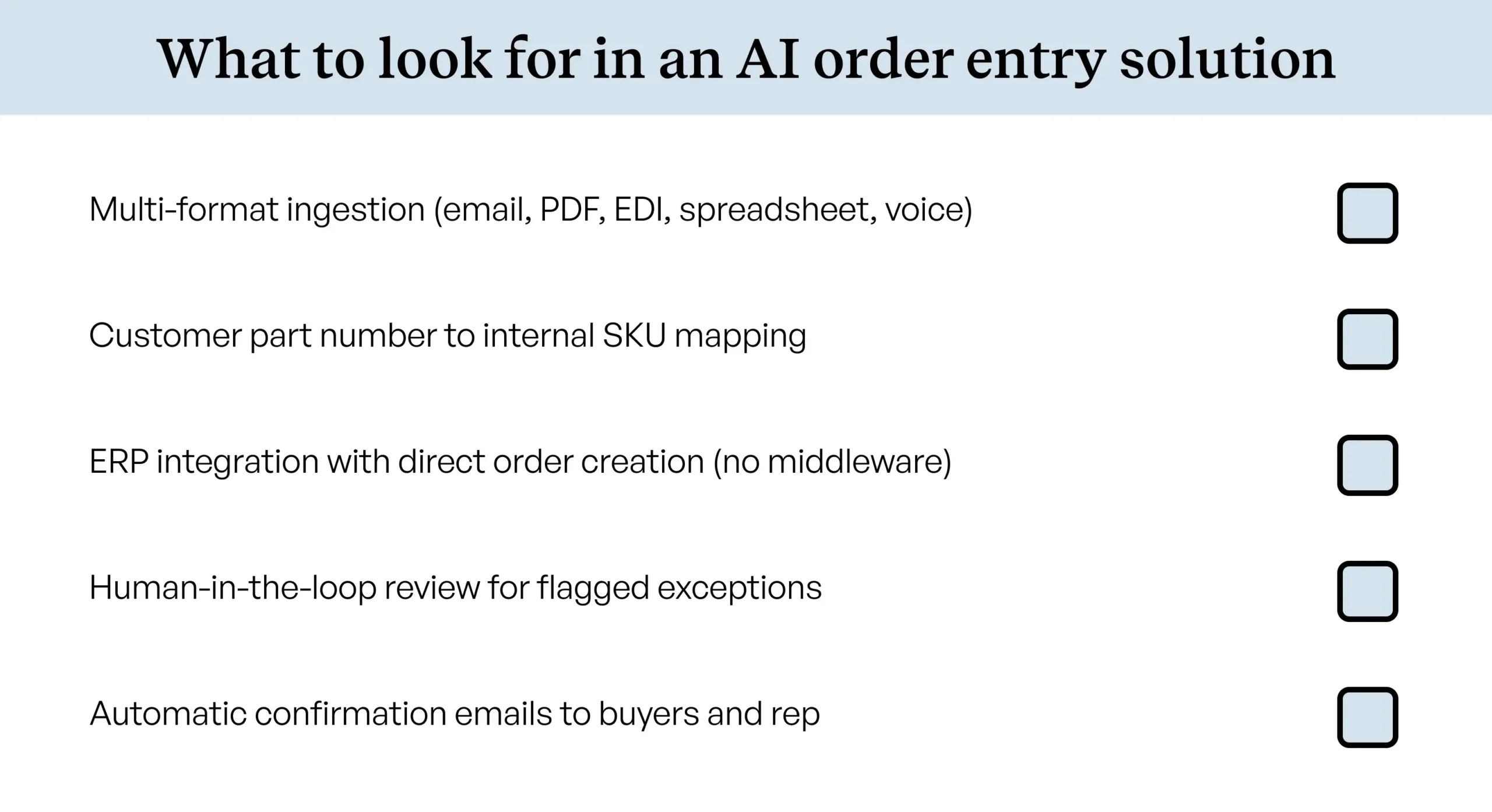 Key features of AI order entry solutions Key features of AI order entry solutions