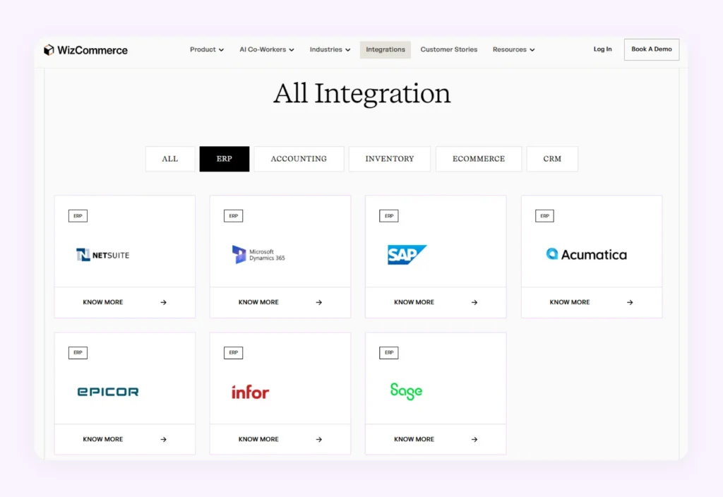 ERPs that can be connected with WizCommerce’s AI Order Entry Assistant
