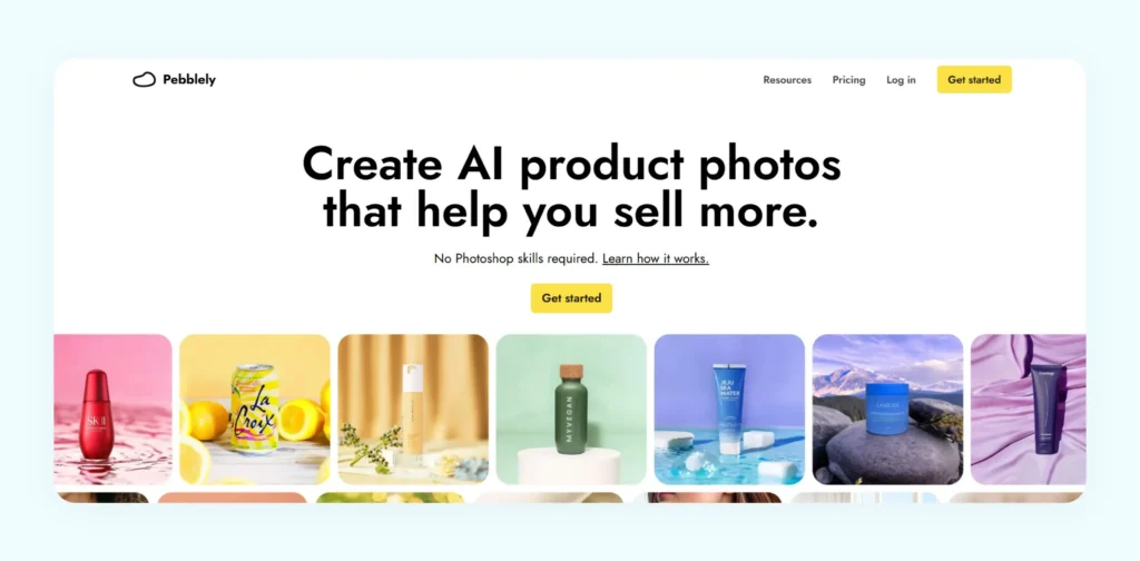 Home page of Pebblely AI Home page of Pebblely AI