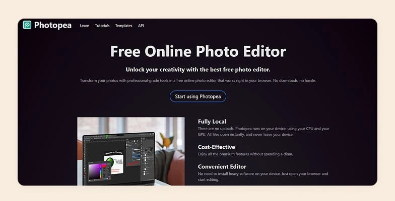 Home page of Photopea Home page of Photopea