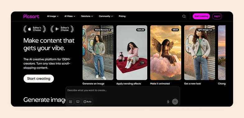 Home page of Picsart Home page of Picsart