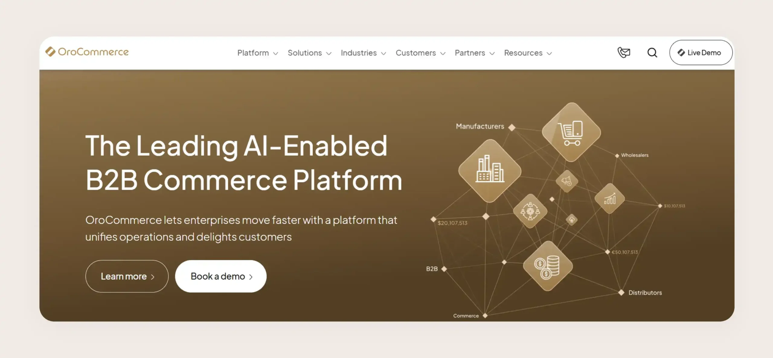 Homepage snapshot of OroCommerce