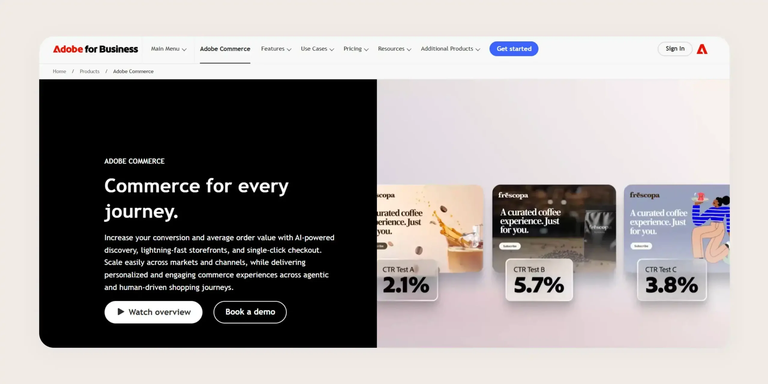 Screenshot of Adobe Commerce