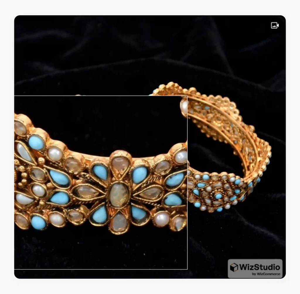 Zoomed-in image of a bangle upscaled on WizStudio 