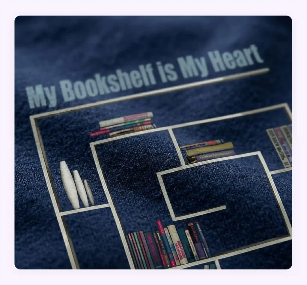A close-up shot of a navy blue t-shirt
