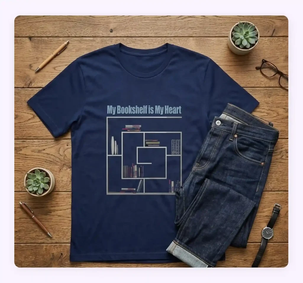 A flat lay image of a navy blue t-shirt and jeans