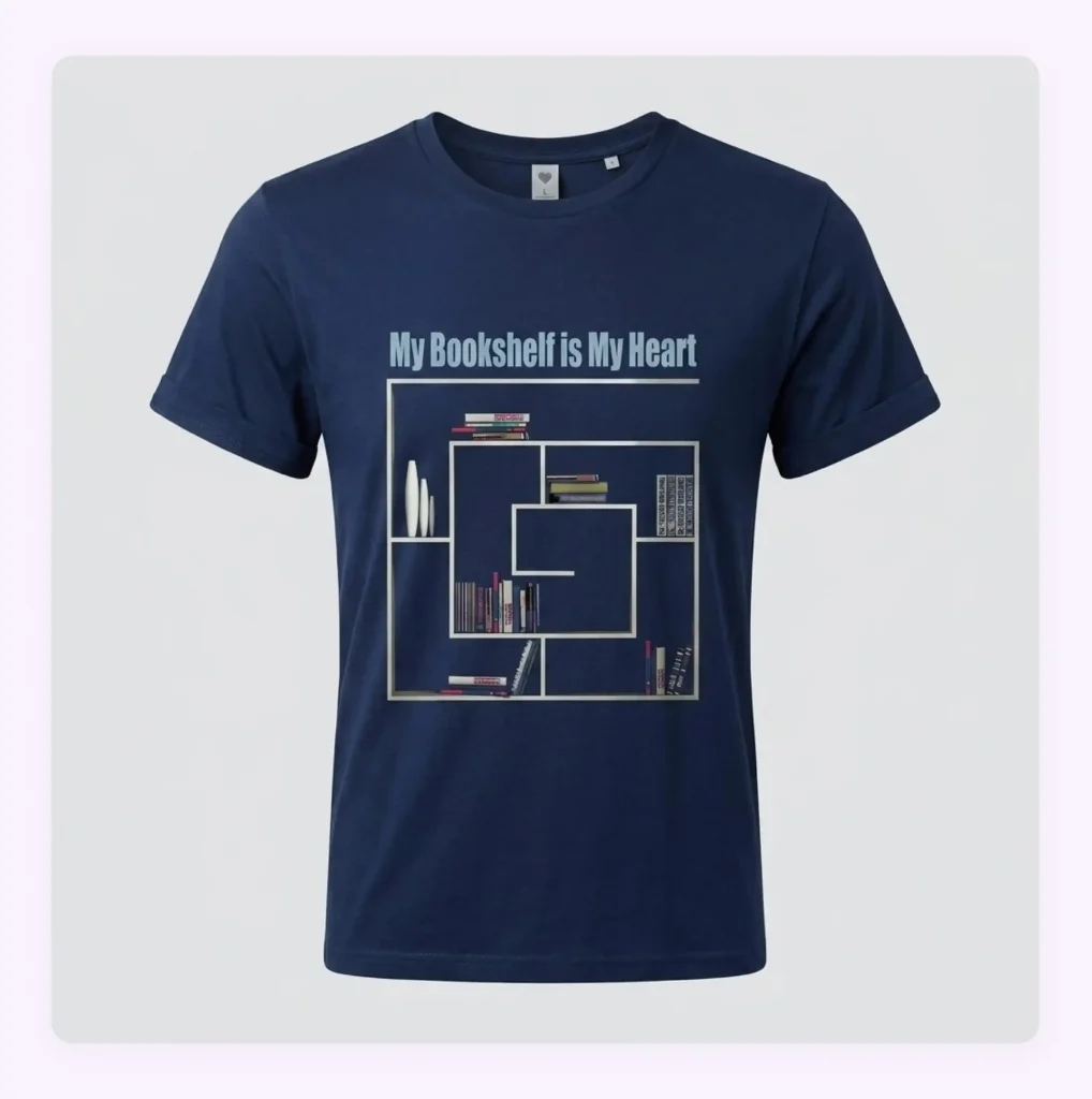 A ghost mannequin photo of a navy blue t-shirt