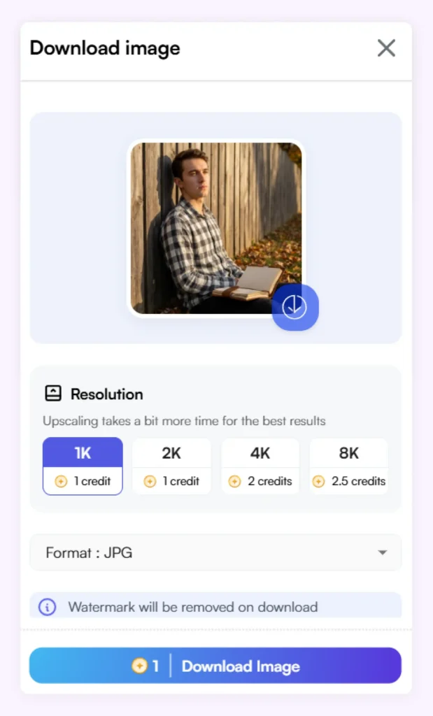 Export pop-up in WizStudio