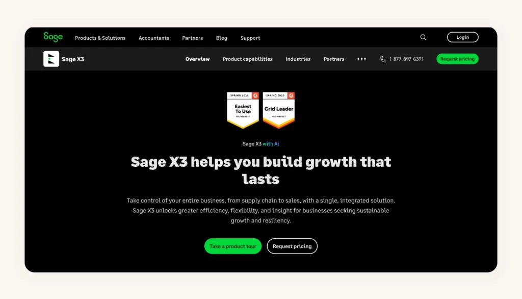 Sage X3 homepage Sage X3 homepage