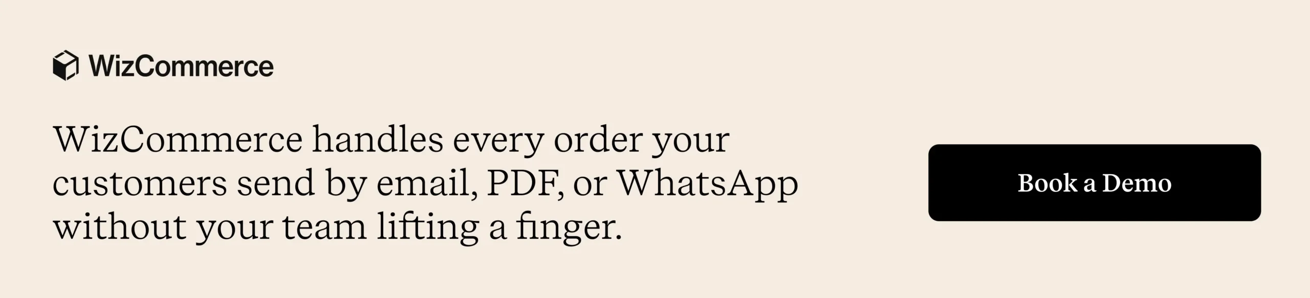 WizCommerce banner offers automated order capture across email, PDF, and WhatsApp for wholesale and distribution teams WizCommerce banner offers automated order capture across email, PDF, and WhatsApp for wholesale and distribution teams
