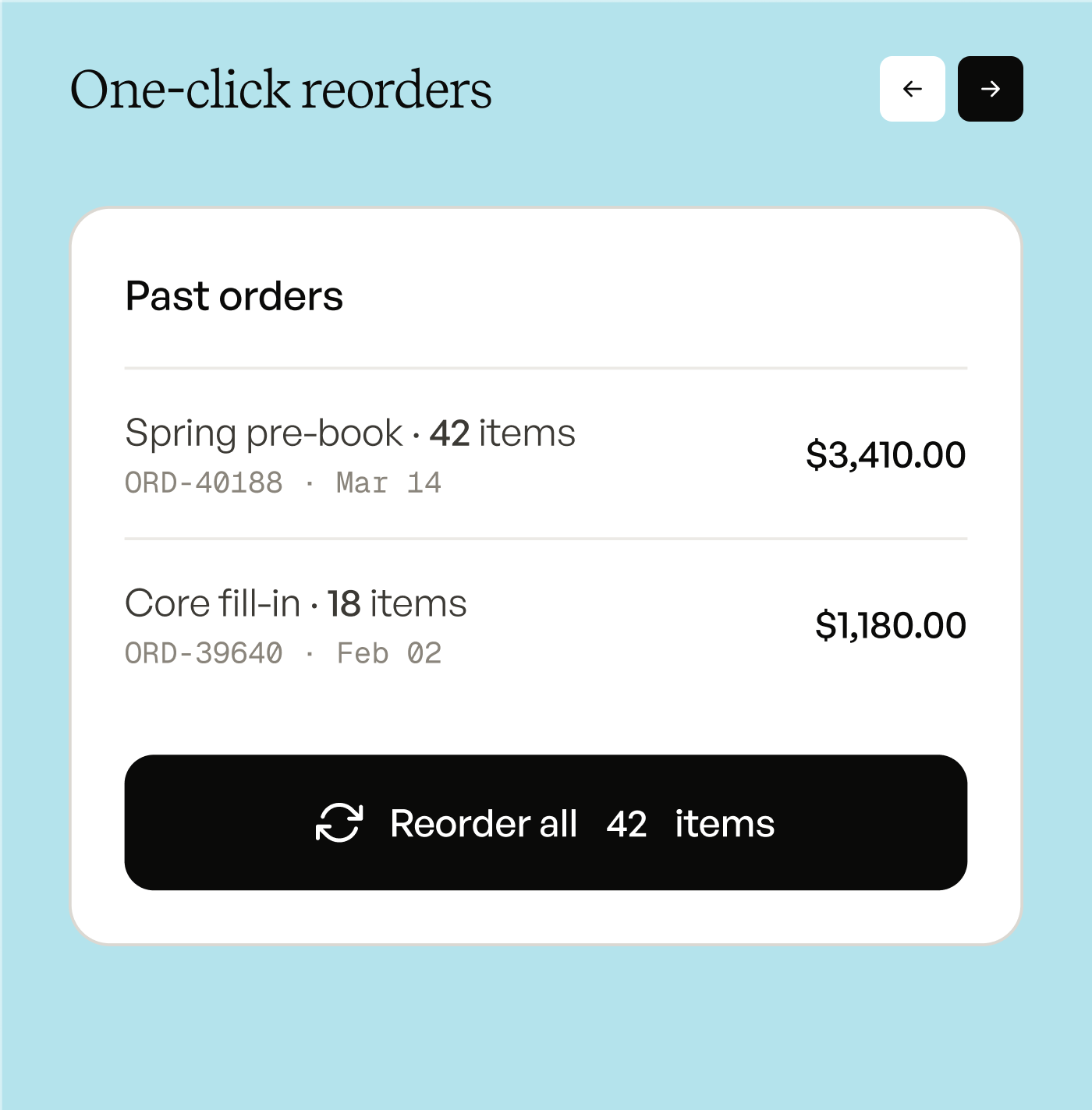 one click reorders